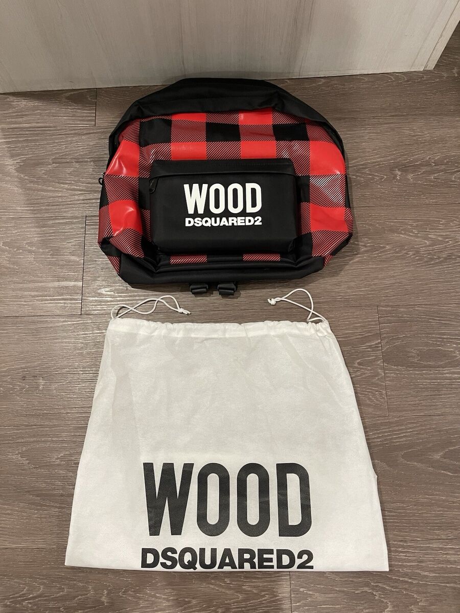 Dsquared2 Wood Backpack Red Buffalo Plaid Lightweight Gym Dsquared2 Wood Backpack Red Buffalo Plaid Lightweight Gym