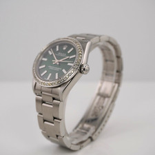 Rolex Oyster Perpetual 31mm 1ct Diamonds Green Dial Steel Automatic Watch 7