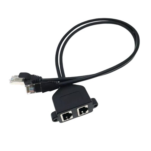 1pc 2x RJ45 Male to Dual Female Panel Mount Ethernet Lan Network Extension Cable - 第 3/6 張圖片
