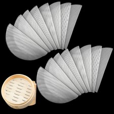 16Pcs 9.84 inch Non-stick Silicone Steamer Mesh Mat,Reusable 9.84inch, White