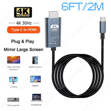 4K USB C Type C to HDMI Mirroring Cable HDTV Cord For iPhone 17Air 16 15 Android