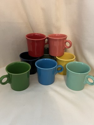 Fiesta Ware Coffee Mugs Cups Ring Handle Multicolored - SetOf 8 NICE!