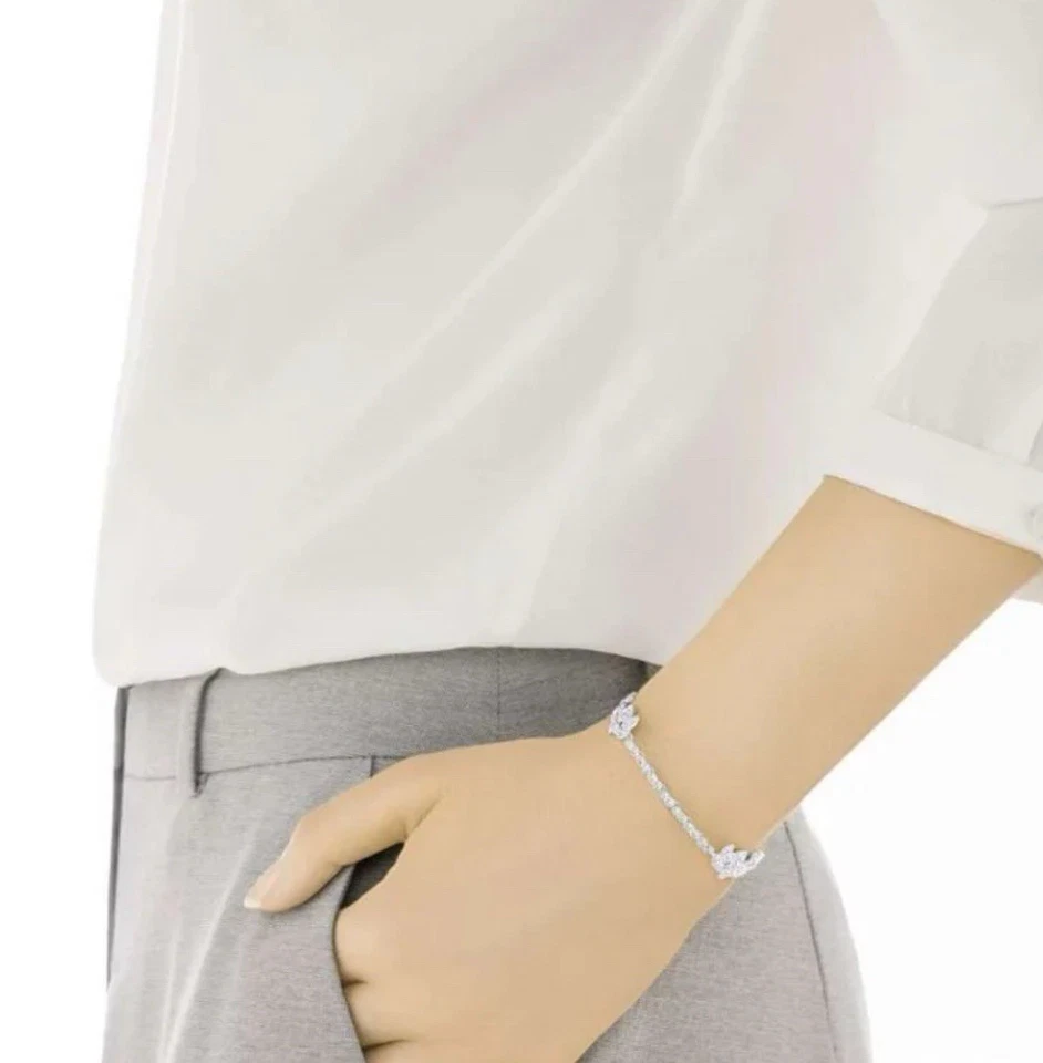 Pulsera Swarovski Jardín Plata Cristal Cisne Logo Firmado Foto 2 de 4