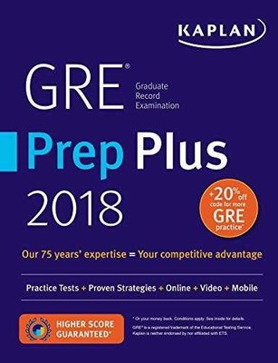 GRE Prep Plus 2018: Practice - Paperback, by Kaplan Test Prep - Very Good j