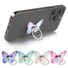 4Pcs Butterfly Phone Ring Stand Colored Cute Butterfly Phone Grip Metal Cell Pho