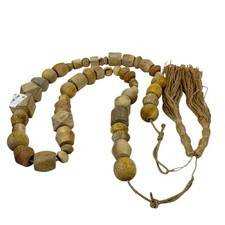 Decorative Wood Bead Garland Natural Brown Tassel Twine 96 Inches