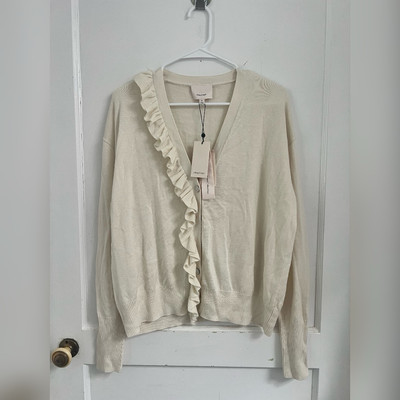 Cinq À Sept Tous Les Jours Gaetana Ruffle Cardigan Cashmere Silk Size M $325 NEW