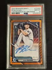 2024 Bowman Chrome Draft Ryan Sloan Orange Auto /25 PSA 10 💎 MINT MARINERS 🔥