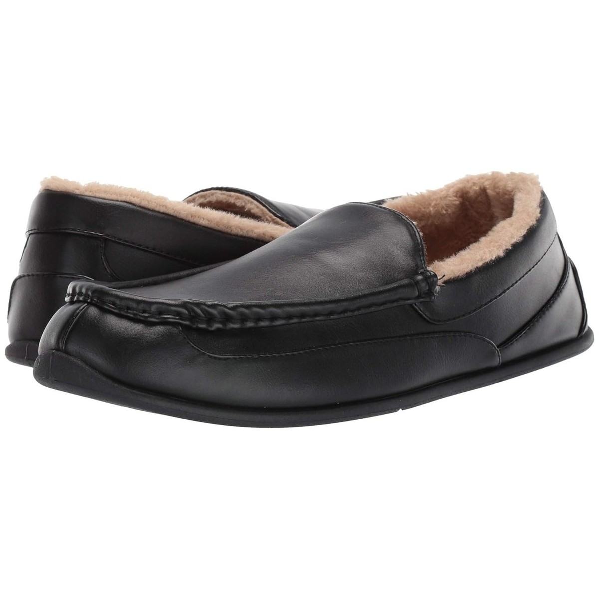 Deer Stags Men Plush Slip On Vegan Leather Loafer Slipper  display picture 1