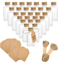 100x MINI Glass Bottles with Cork Stopper  10ml Glass Spell Jars Tags and String