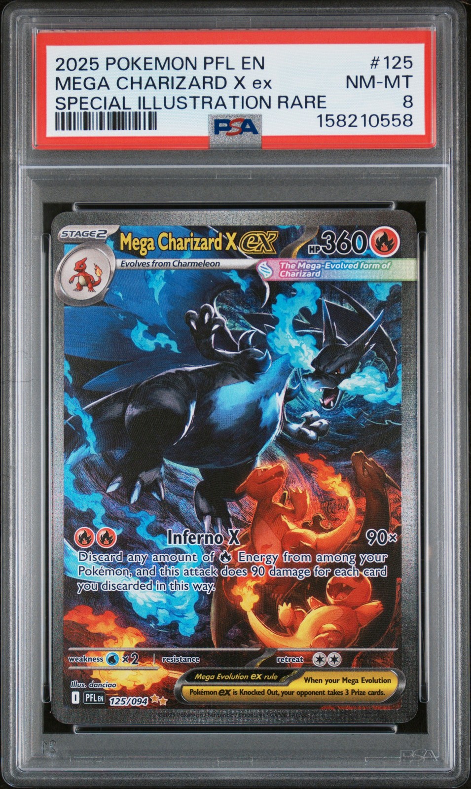 2025 POKEMON PHANTASMAL FLAMES SPECIAL ILLUSTRATION MEGA CHARIZARD X EX PSA 8