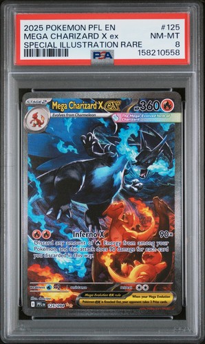 2025 POKEMON PHANTASMAL FLAMES SPECIAL ILLUSTRATION MEGA CHARIZARD X EX PSA 8