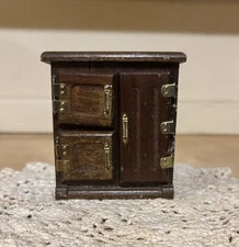 Vintage Miniature Dollhouse 1;12 Concord Ice Box Brown Wood