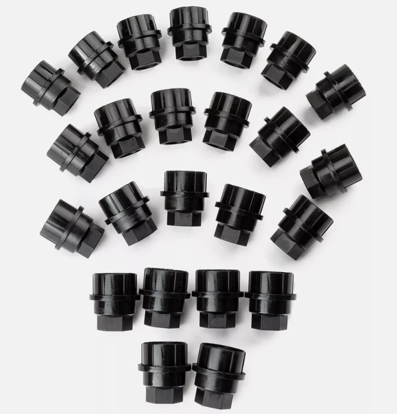 24x Tapas de tuerca de rueda negras para Chevy GMC Silverado 2500 3500 HD Foto 4 de 4
