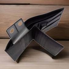 Handcrafted Bifold Hipster wallet for Men Black Cow Leather Euro Size J53-28