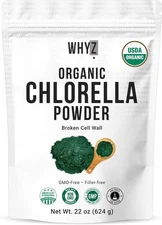 Whyz Organic Chlorella Powder 22oz, Raw Vegan Supplement Superfood, 312 Servings