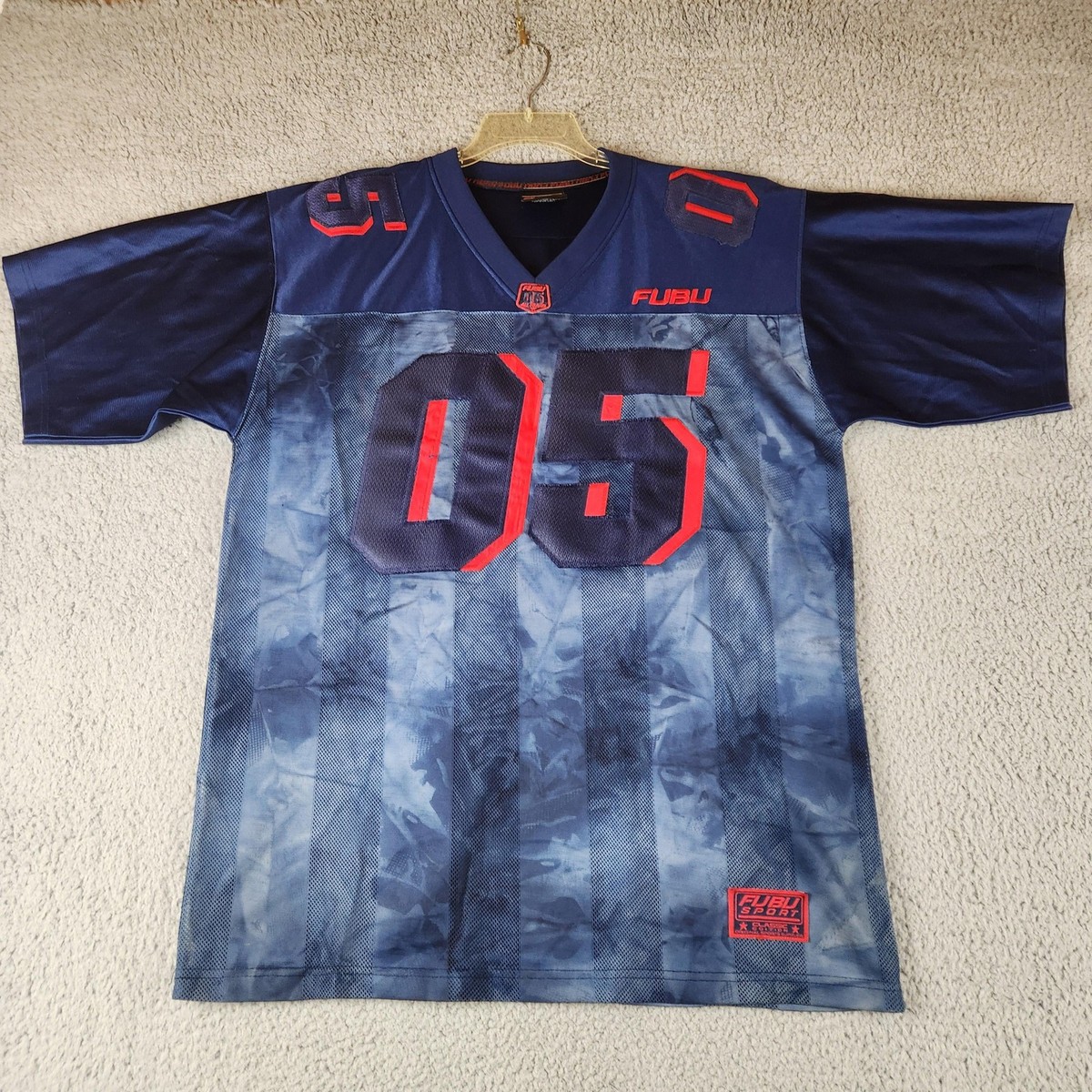 Vintage FUBU Jersey Mens Large Blue 05 Mesh Football Shirt All