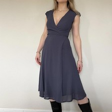 Reformation Mollie wrap midi dress in charcoal grey RRP ~£200