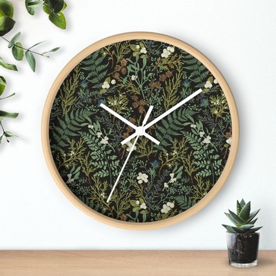 Green Wildflower Wall Clock, Cottagecore Ferns Floral Kitchen Wall Clock, Home 