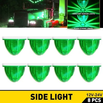 8PCS Watermelon Light Kits Green Flash LED Truck Trailer Side Marker Lights EPU