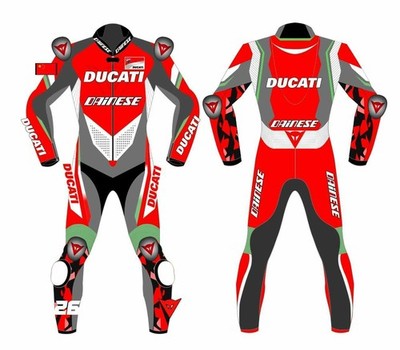 MarkX Ducati Herren MotoGP 2026 Motorrad-Rennanzug aus echtem Leder CE