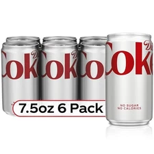 Diet Coke Soda Soft Drinks, 7.5 fl oz Cans, 6 Pack - Mini Soda Cans, Diet Cola