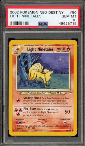 Pokemon Light Ninetales Neo Destiny Unlimited #50 PSA 10 Gem Mint
