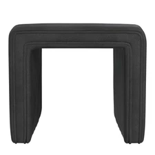 Black Faux Leather Ottoman Footrest Compact Tufted Design 18.5 X 18.5 X 16.5 H