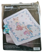 Janlynn Baby Quilt Sleepy Bunnies Cross Stitch Stamped Kit 34" x 43" Sealed