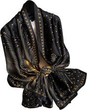 Elegant Silk Scarf Shawl for Women Lightweight Floral Satin Scarf Trendy Silky S