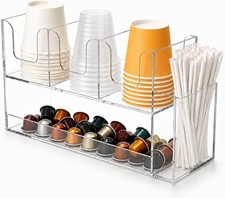 5 Compartments Acrylic Coffee Cup and Lid Holder, Clear Disposable Cup Holder