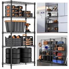63''H 5-Tier Wire Carbon Steel Storage Shelf Shelving Rack Adjustable 14''W24''D