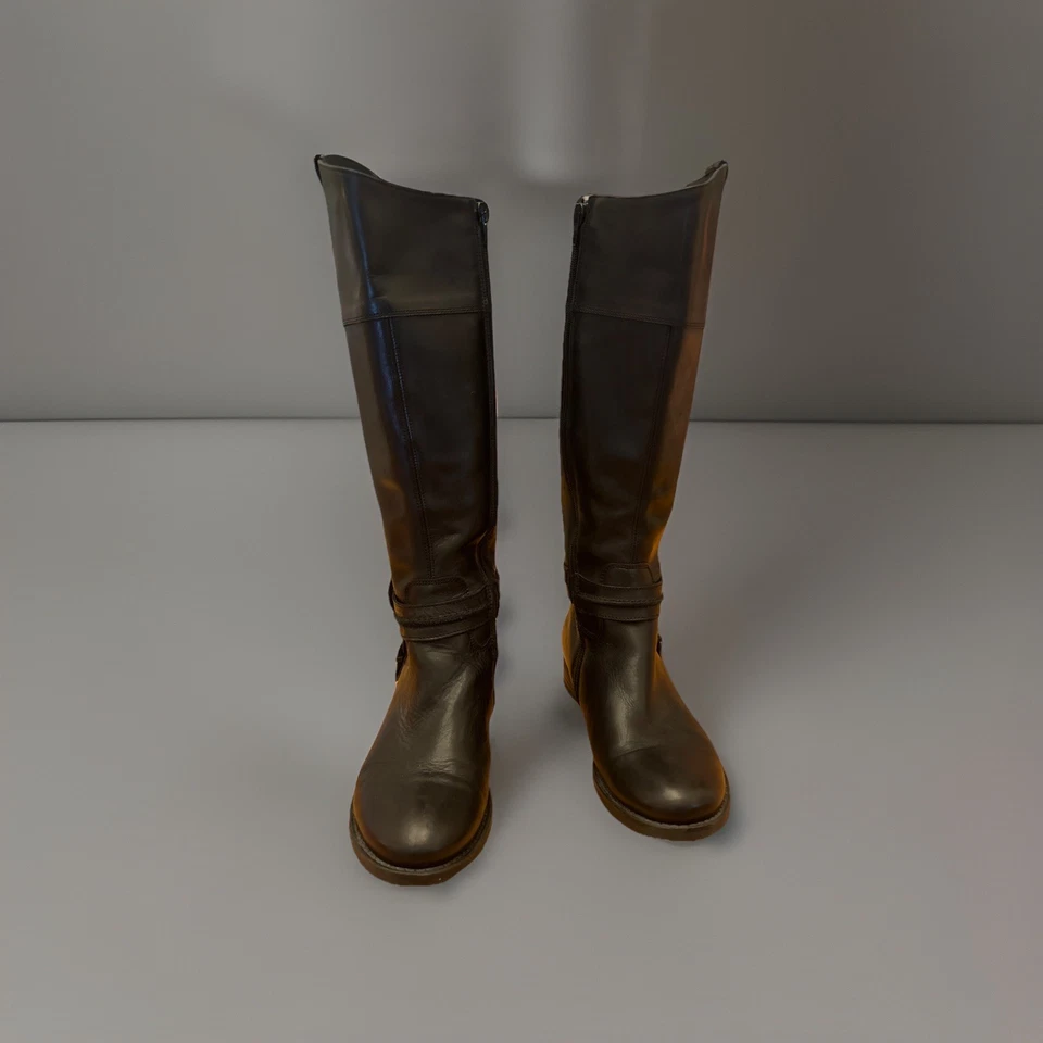 Botas de montar Aldo para mujer de cuero negro talla 38,5 EE. UU. 8 altas hasta la rodilla hebilla con cremallera Foto 3 de 4