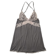 Victoria  s Secret Women  s Size M Gray Pink Lace Cupped Slip Dress Cross Back