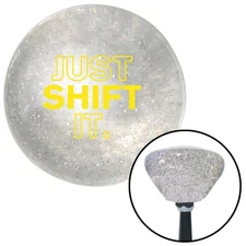 Yellow Just Shift It. Clear Retro Metal Flake Shift Knob w/ M16x1.5 Insert Auto