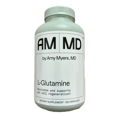 AM MD by Amy Myers MD L-Glutamine Nourishes Gut Health 120 Capsules Exp. 7/26