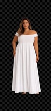 Everlane NWT The Gauze Off-the-Shoulder Maxi Dress SZ XXL White Smocked Resort