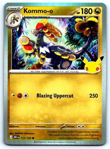 Kommo-o 112/128 Common ME: 30th Celebration Pokemon Holo Near Mint