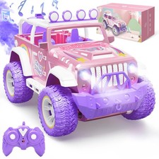 DEERC RC Auto Mädchen Pink 1:16 mit LED, Mus...