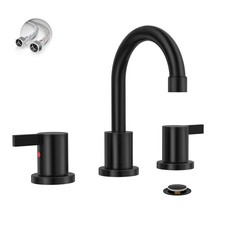 Phiestina Matte Black 8 Inch Widespread Bathroom Faucet 2 Handle 3 Hole Bathroom