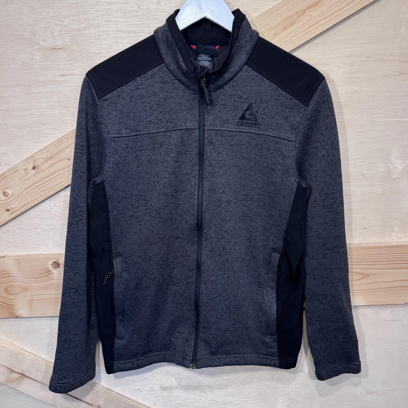 Gerry Jacket Mens Medium Gray Black Fleece Lined with Softshell Coat