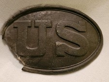 Original Civil War Union Oval US Puppy Paw Belt Buckle