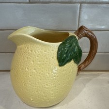 Lemon Pitcher Hand Painted 54 oz 6.5” Tall New Beautiful Rare Taiwan