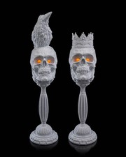 Skull Candle Holders   2 Styles Gothic Halloween Decor  Crow Skull or Crown
