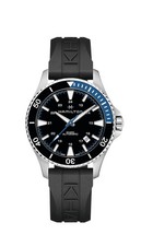 Orologio da uomo in gomma automatica nero HAMILTON Khaki Navy Scuba H82315331...