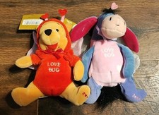 Winnie the Pooh  Eeyore Love Bug set 8" Disney Store Plush Valentines NWT