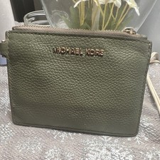 Michael Kors Green Zip-Around Women's Wallet with Card Slots and ID Window