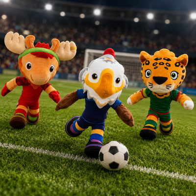 Set of 3 FIFA World Cup 2026 Mascot Plush Keychains: USA, Canada & Mexico - NWT