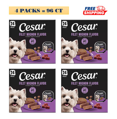 4 Packs, Cesar  Classic Loaf in Sauce Adult Wet Dog Food - Filet Mignon, 24 Coun