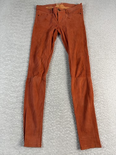 Current/Elliott Leather Pants Womens 2 Rust Skinny 5-Pocket Lined 1354-0010
